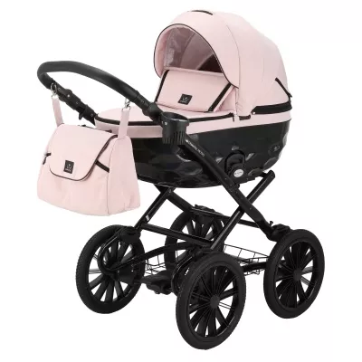 Коляска Adamex Chantal Retro 2 в 1, C215, розовая пудра Коляска Adamex Chantal Retro 2 в 1, C215, розовая пудра