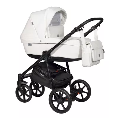 Коляска Indigo Broco Eco 2 в 1, Be 01, белая кожа Коляска Indigo Broco Eco 2 в 1, Be 01, белая кожа