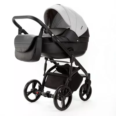 Коляска Adamex Lanti Deluxe 2 в 1, LN-SD1, бел.кожа + черн. кожа Коляска Adamex Lanti Deluxe 2 в 1, LN-SD1, бел.кожа + черн. кожа