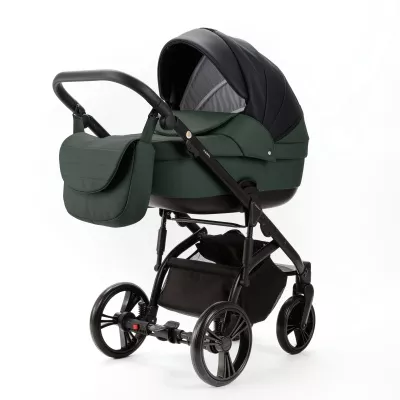 Коляска Adamex Lanti Deluxe 2 в 1, LN-SD41, черн. кожа + т.зелен.кожа Коляска Adamex Lanti Deluxe 2 в 1, LN-SD41, черн. кожа + т.зелен.кожа