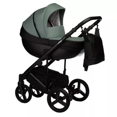 Коляска Indigo Tour Eco 2 в 1, Te 03, черная кожа+шалфей кожа Коляска Indigo Tour Eco 2 в 1, Te 03, черная кожа+шалфей кожа