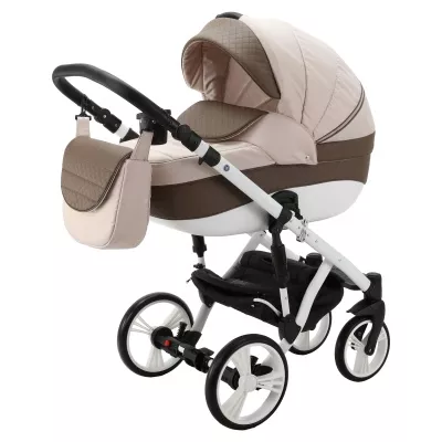 Коляска Adamex Encore 2 в 1, X21, св. беж. len + коричн. ромб. кожа + коричн. кож. отделка Коляска Adamex Encore 2 в 1, X21, св. беж. len + коричн. ромб. кожа + коричн. кож. отделка