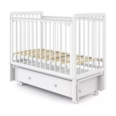 Кровать детская Pituso Tiny маятник с ящиком, Белая аляска