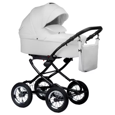 Коляска Indigo Barbara Eco Classic 2 в 1, Be 05, белая кожа Коляска Indigo Barbara Eco Classic 2 в 1, Be 05, белая кожа