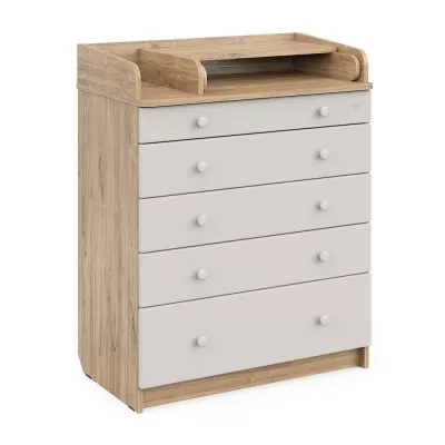 Комод пеленальный АТОН MAKS 805 с органайзером, ЛДСП, фасады МДФ с шариковыми направляющими (дуб канзас-серый)