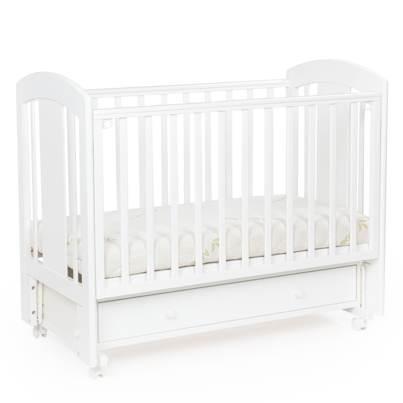 Кровать детская Bebizaro Regency Teddy маятник универсальный с ящиком, White