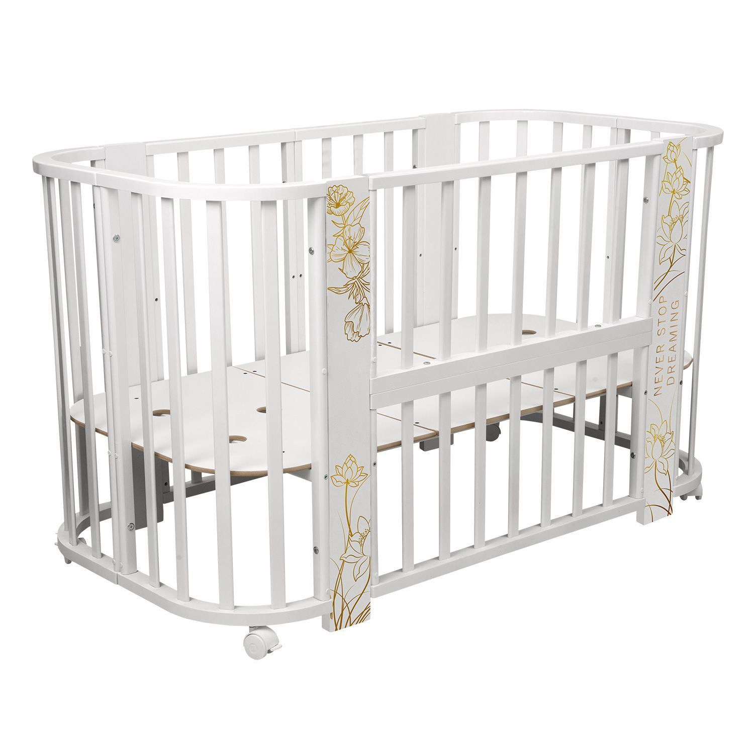 Кровать-трансформер Indigo Green Line 5 в 1, поперечный маятник, цветы