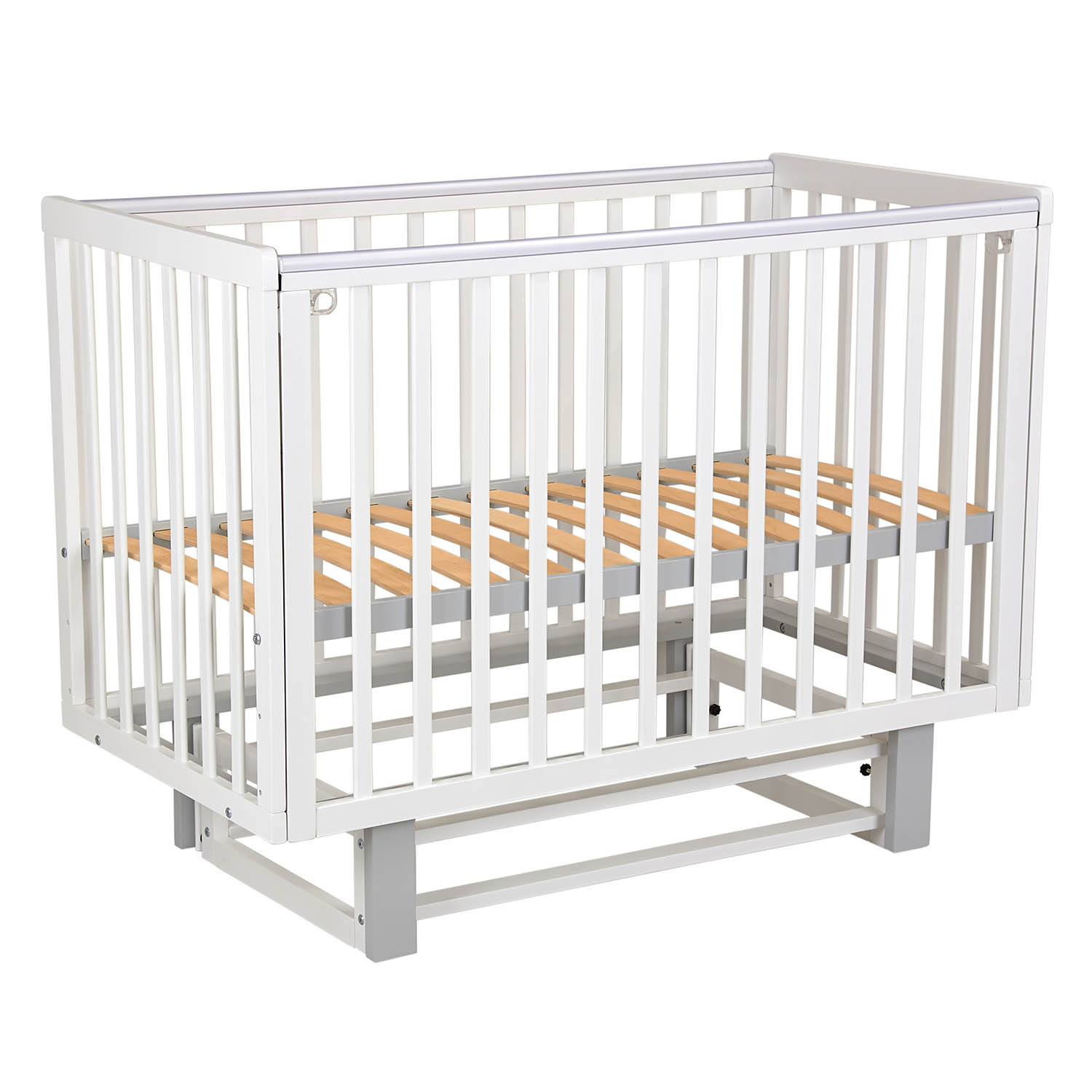 Кровать детская Polini kids Simple 341, с маятником, Белый-серый