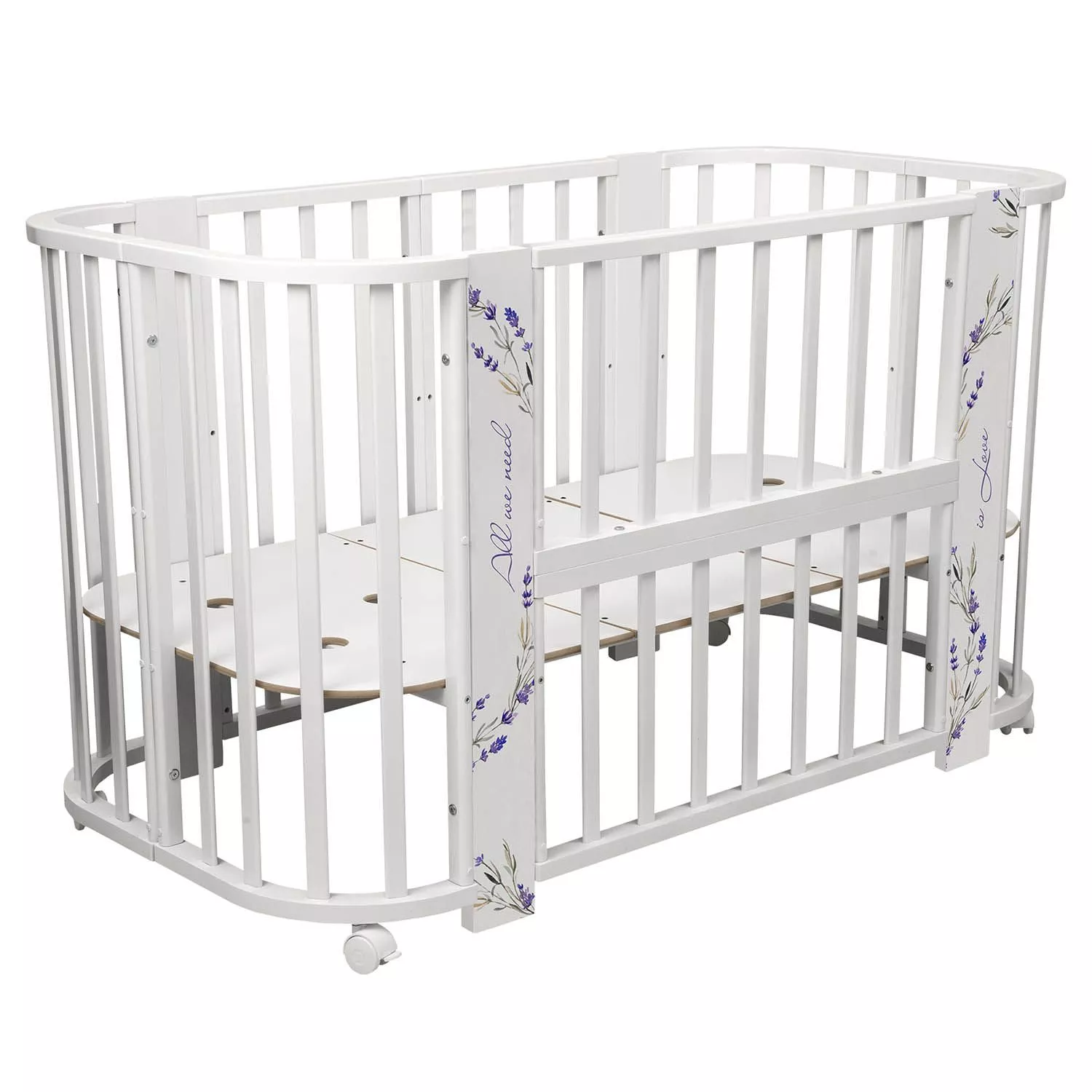 Кровать-трансформер Indigo Baby Line 5 в 1, поперечный маятник, лаванда