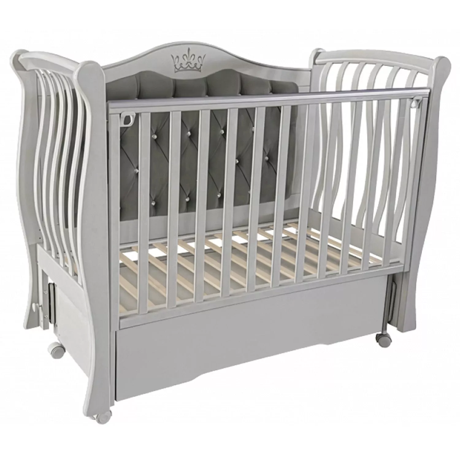 Кровать детская Антел Luiza-333 с мягкой спинкой, универсальный маятник, колеса, ящик, лунная ночь