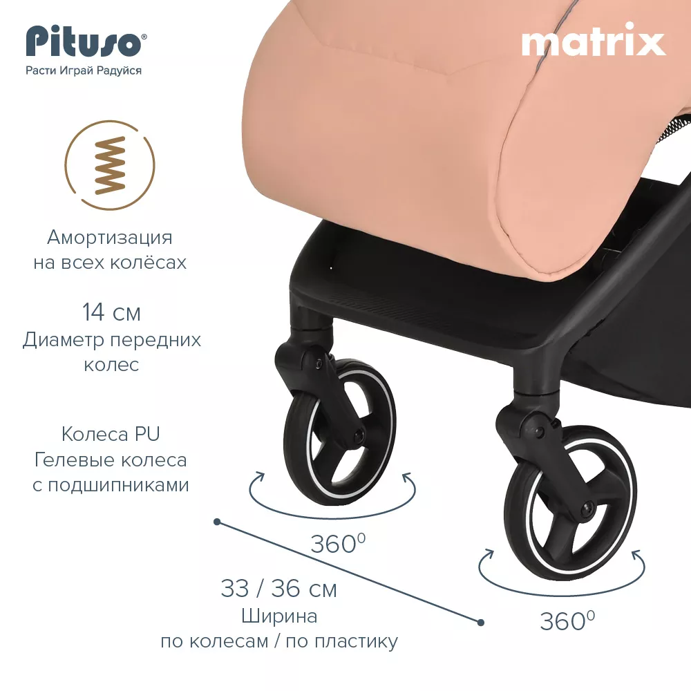 Коляска прогулочная Pituso Matrix, Cappuccino Коляска прогулочная Pituso Matrix, Cappuccino