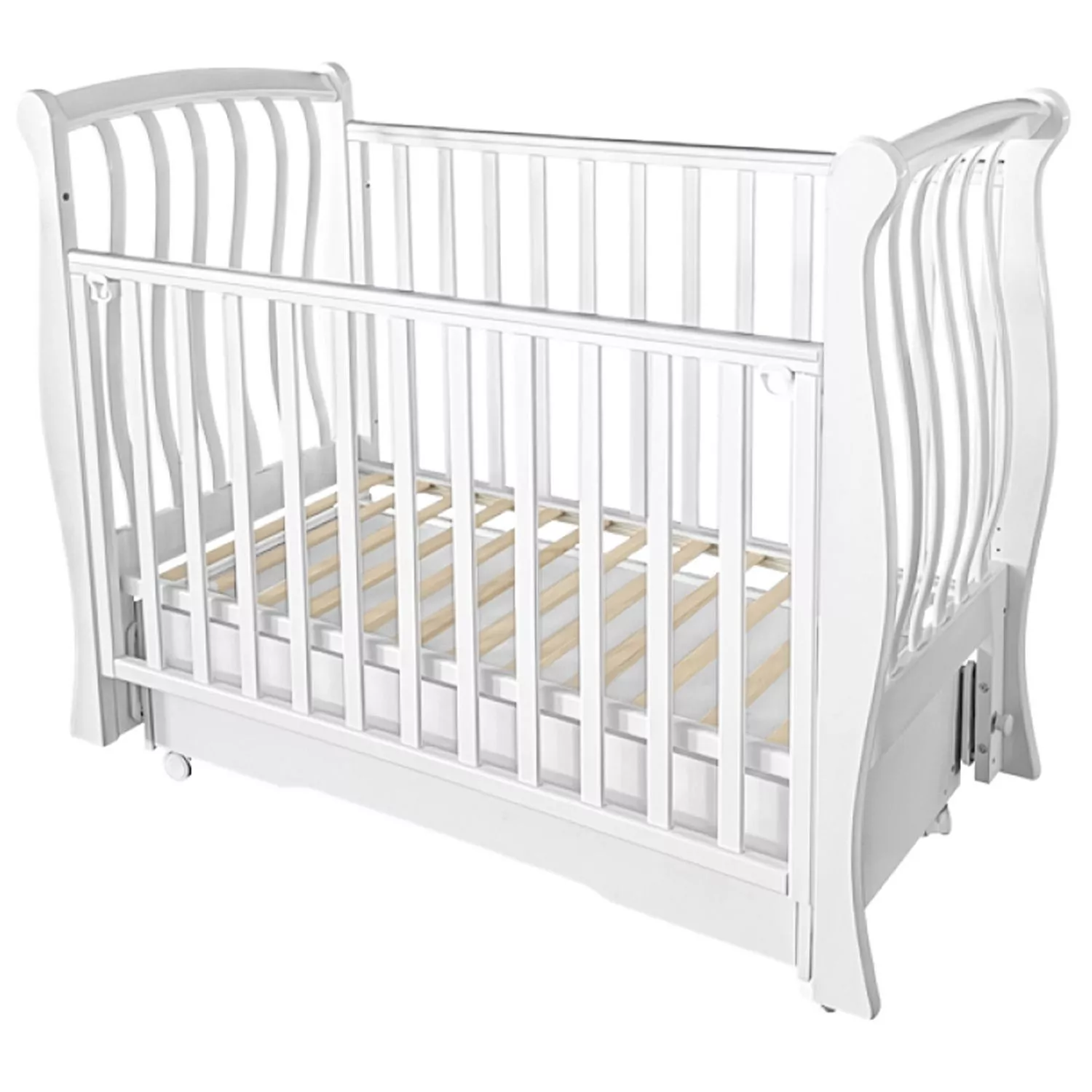 Кровать детская Антел Luiza-3, универсальный маятник, ящик, белый