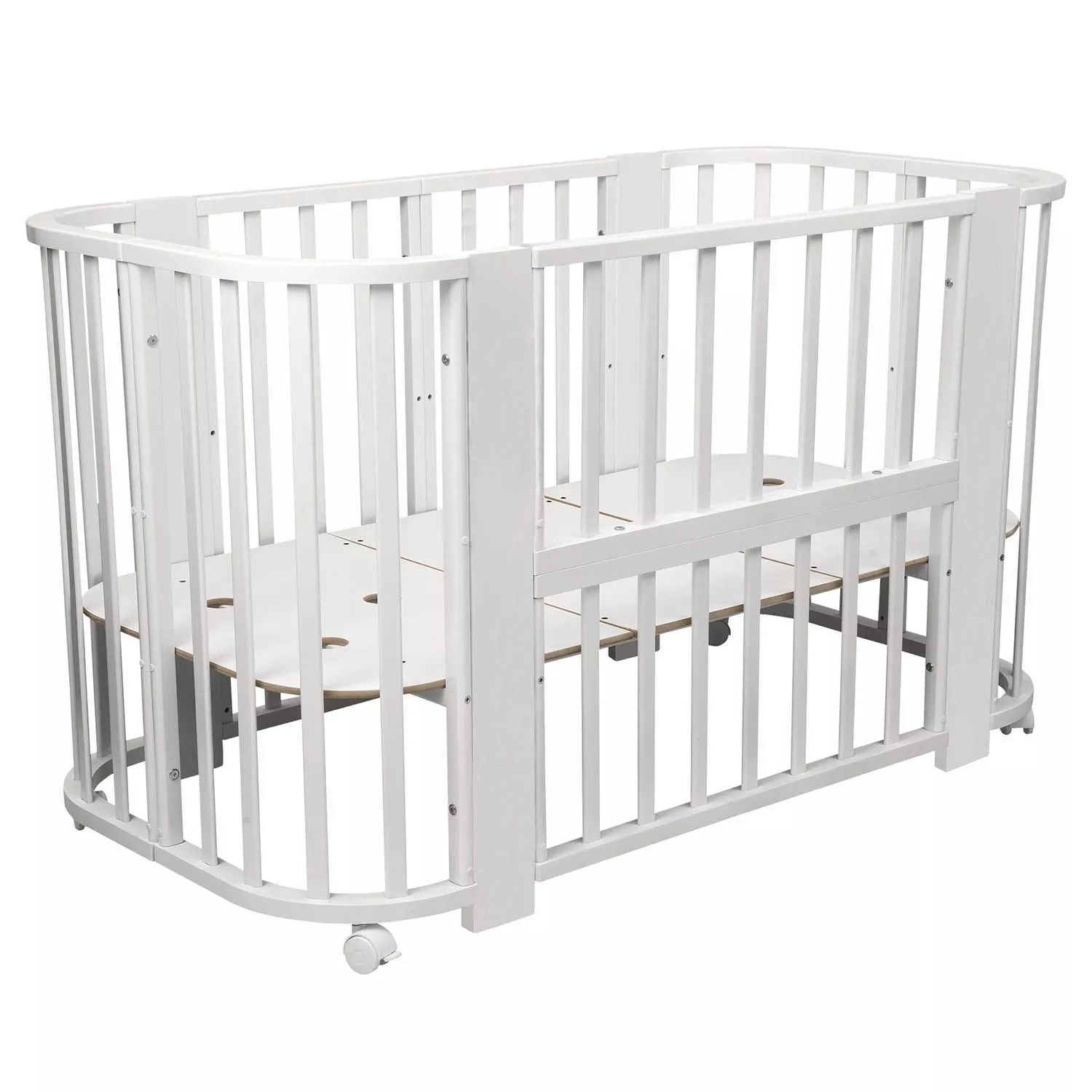 Кровать-трансформер Indigo Baby Line 5 в 1, поперечный маятник, белый