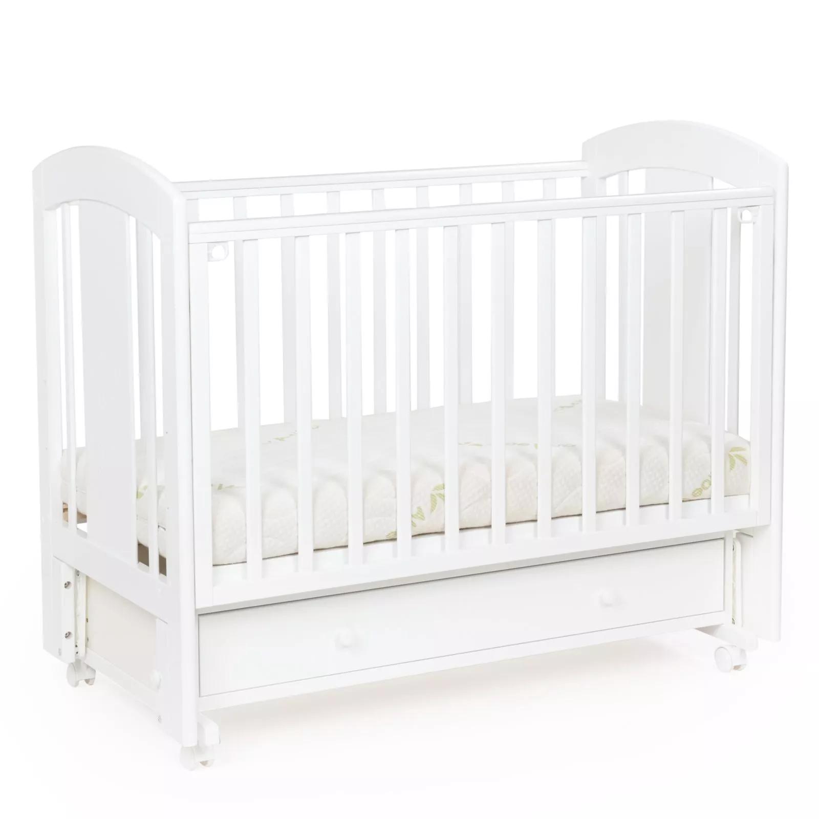 Кровать детская Bebizaro Regency Teddy маятник универсальный с ящиком, White