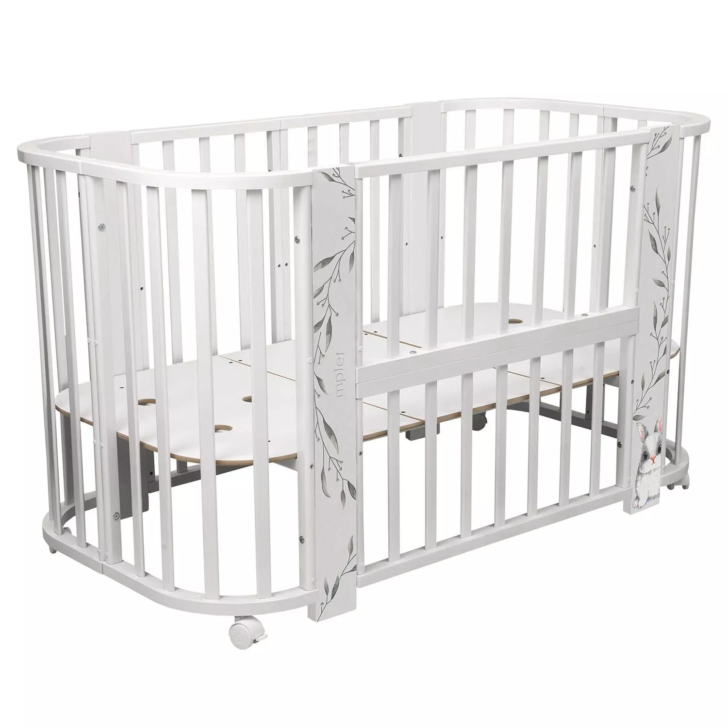 Кровать-трансформер Indigo Baby Line 5 в 1, поперечный маятник, зайка