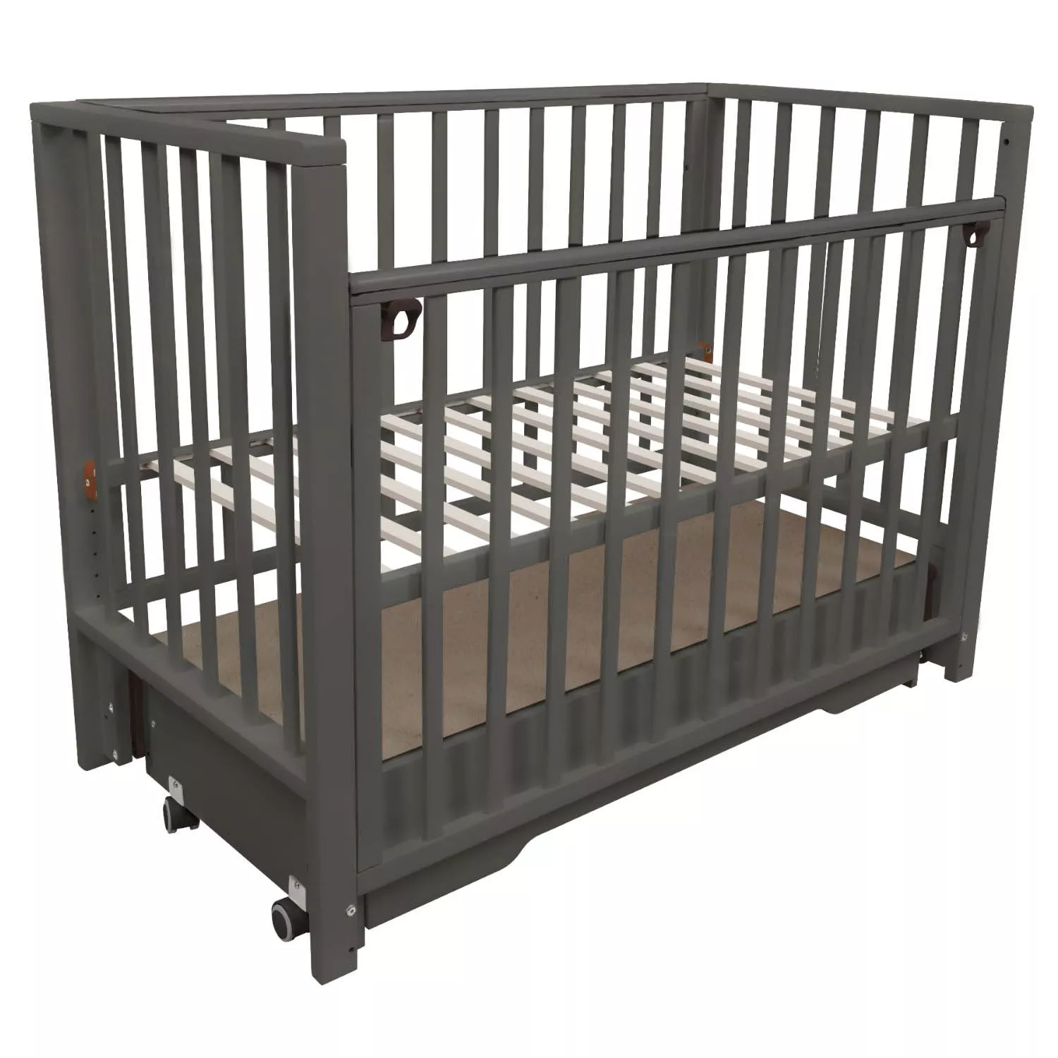 Кровать детская Indigo Norden, универсальный маятник, ящик, графит