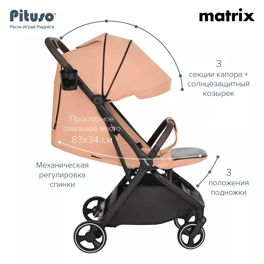 Коляска прогулочная Pituso Matrix, Cappuccino Коляска прогулочная Pituso Matrix, Cappuccino