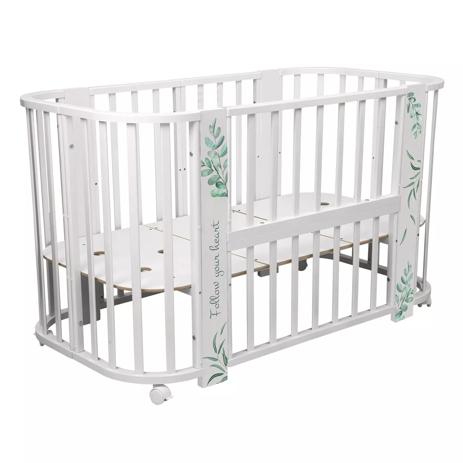 Кровать-трансформер Indigo Green Line 5 в 1, поперечный маятник, травинки