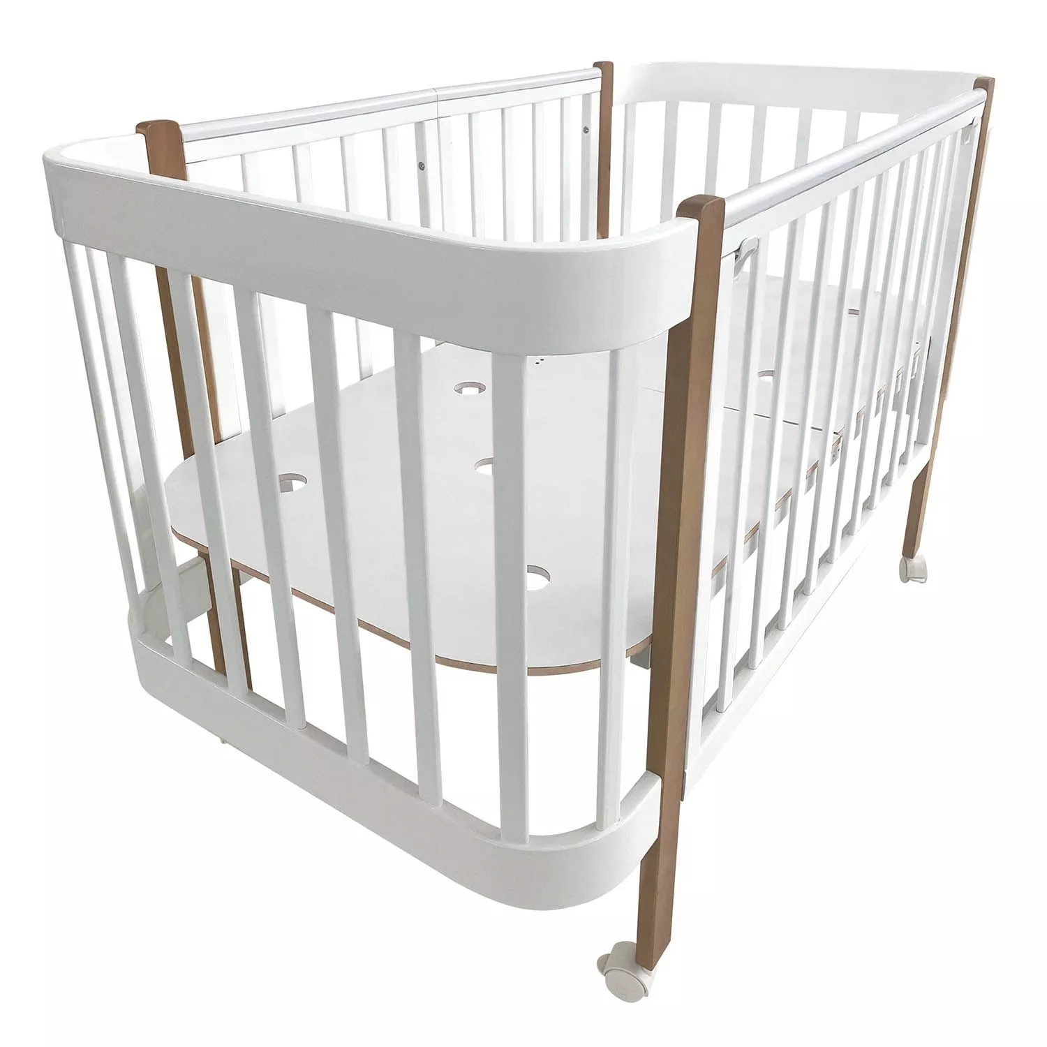 Кровать-трансформер Indigo Italiano Baby, продольный маятник, белый-натуральный