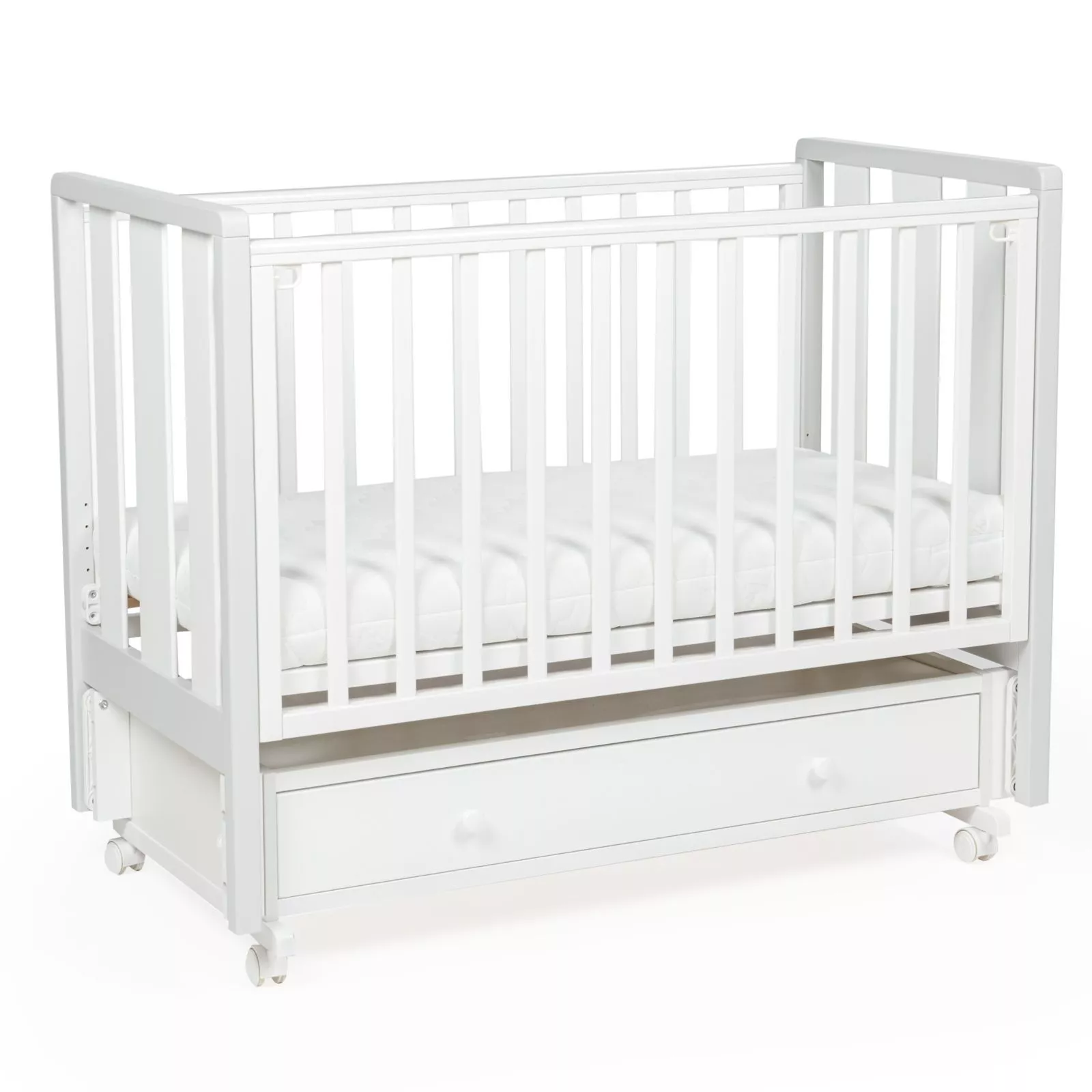 Кровать детская Bebizaro Heirloom New маятник универсальный с ящиком, White/gray