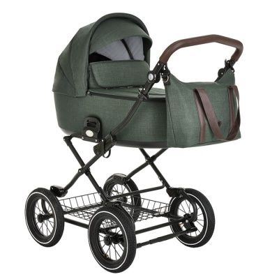 Коляска Roan Bass Next Classic 1 в 1 - Night Green/12d/ручка Тем.Коричневый