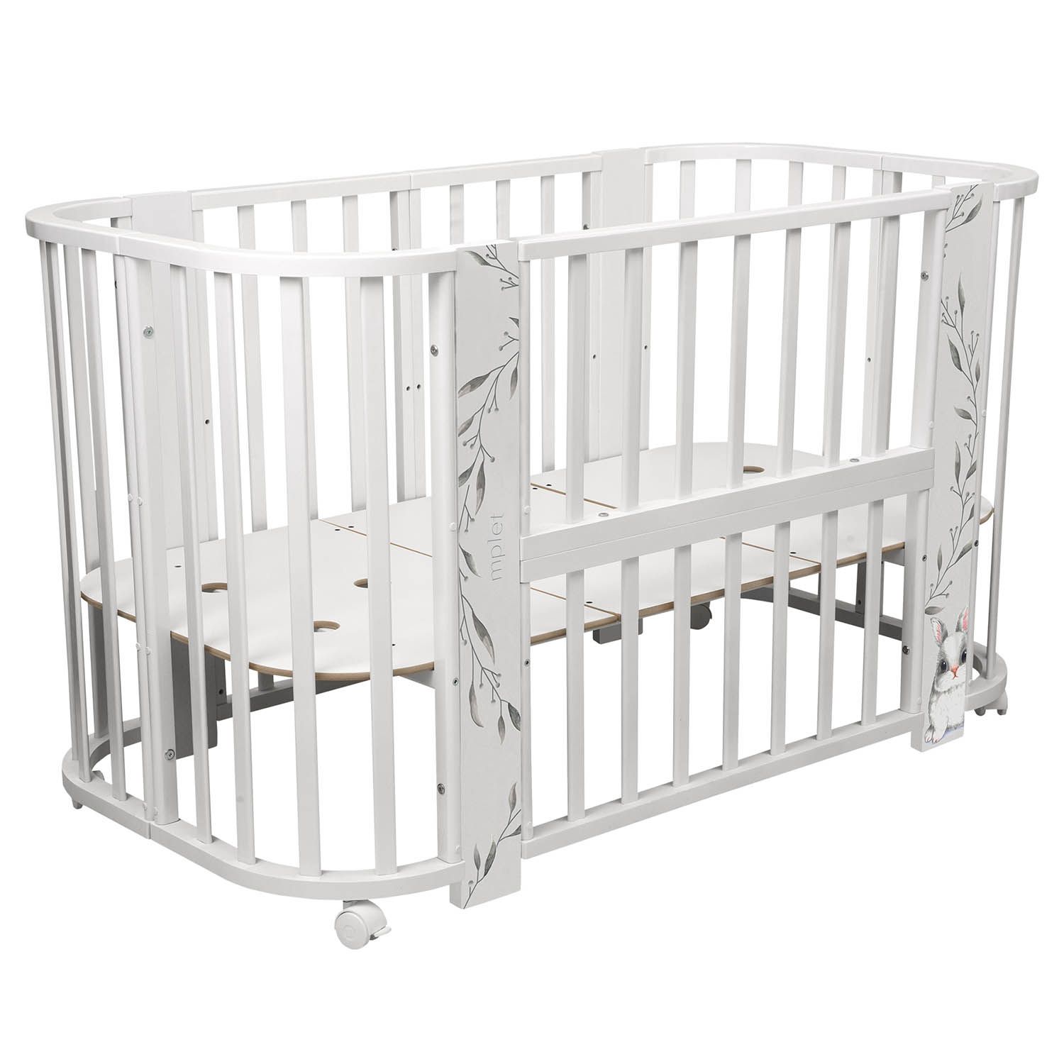 Кровать-трансформер Indigo Baby Line 5 в 1, поперечный маятник, зайка