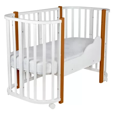 Кровать детская Indigo Baby Lux 3 в 1 цвет белый-натуральные стойки